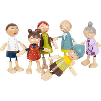 Famiglia di bambole pieghevoli in legno