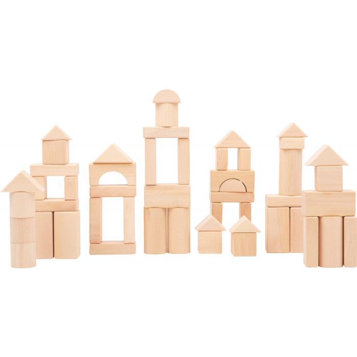 Cubetti da costruzione in legno Natura confezione da 50 pezzi in